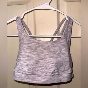 Lululemon Athletica Gray Striped energy bra Sports Bra 2 activewear gym athletic